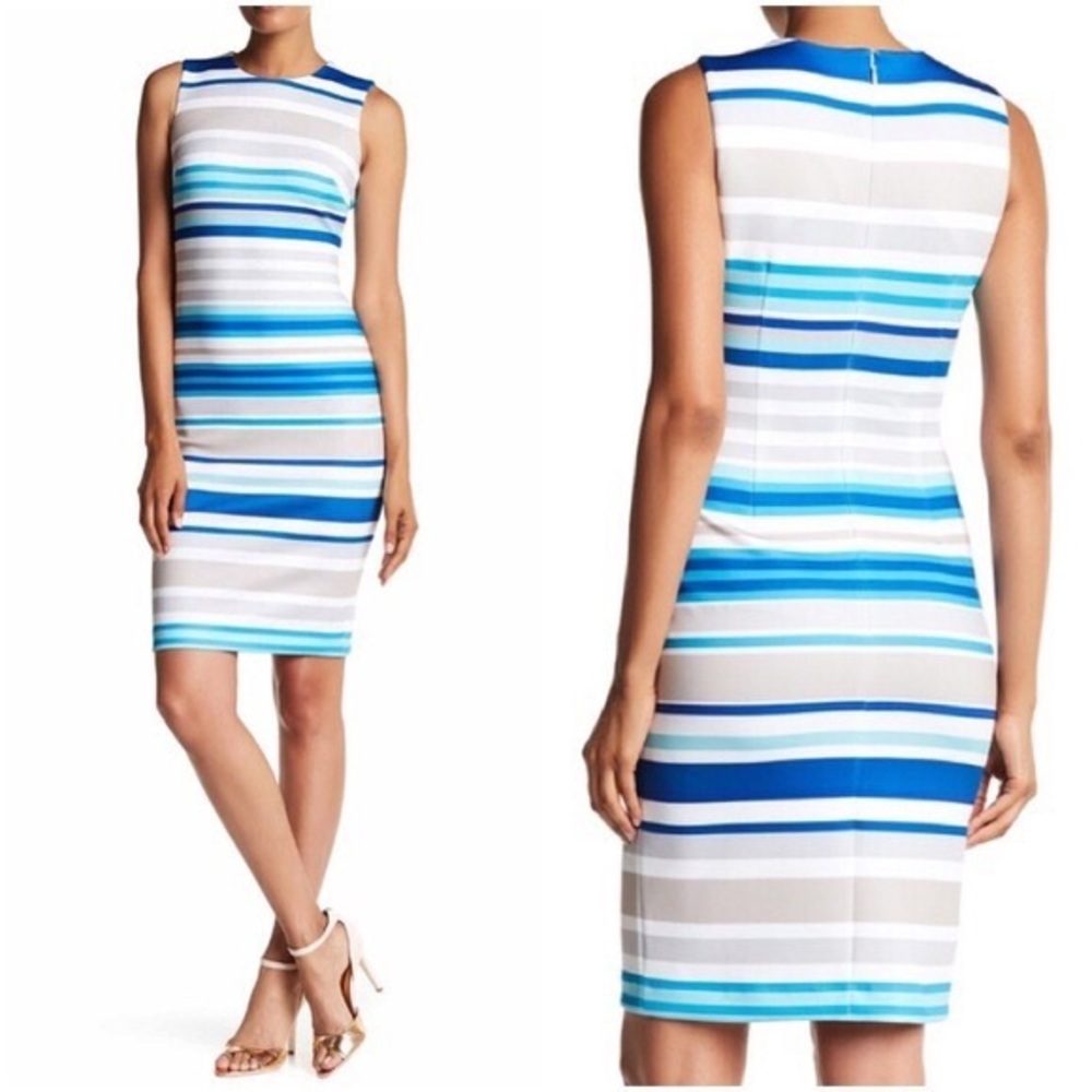 Calvin Klein Blue and White Striped Dress